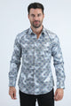 Mens Modern Fit Stretch Foil Fashion White Shirt