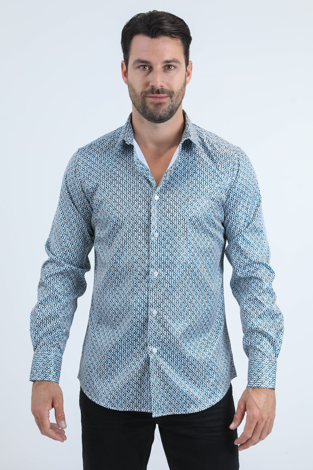 Mens Modern Fit Stretch Foil Fashion White Shirt