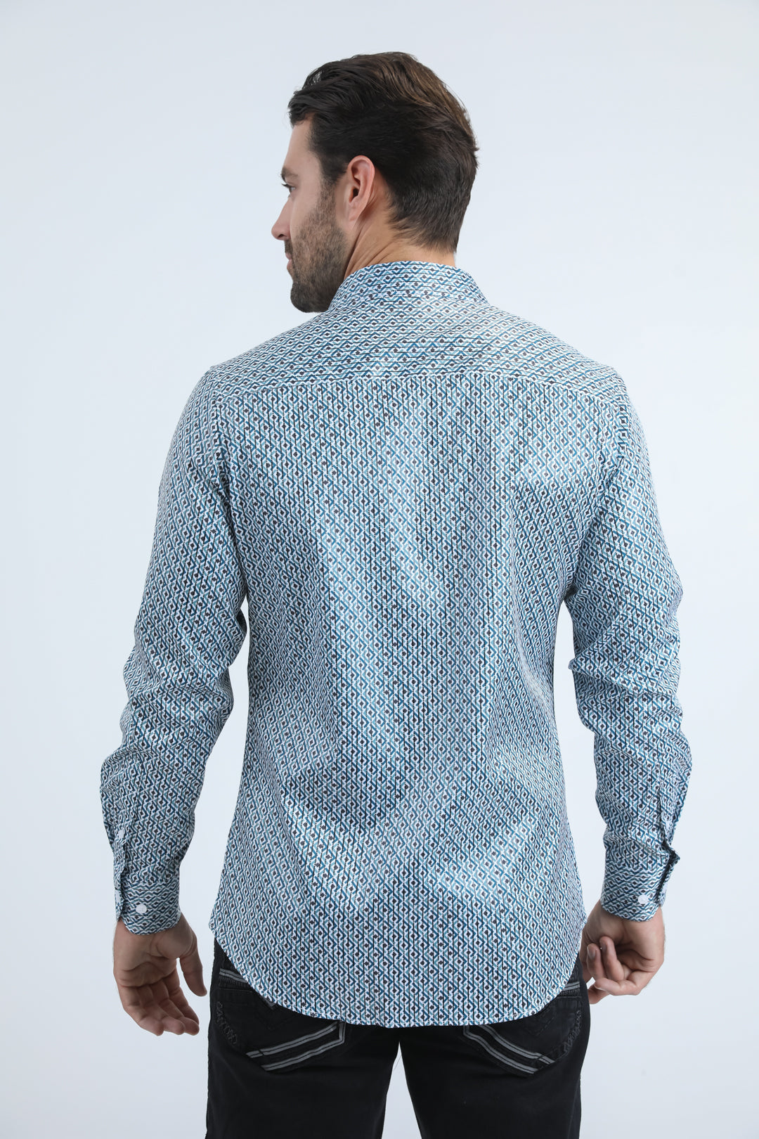 Mens Modern Fit Stretch Foil Fashion White Shirt