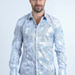 Mens Modern Fit Stretch Foil Fashion White Shirt