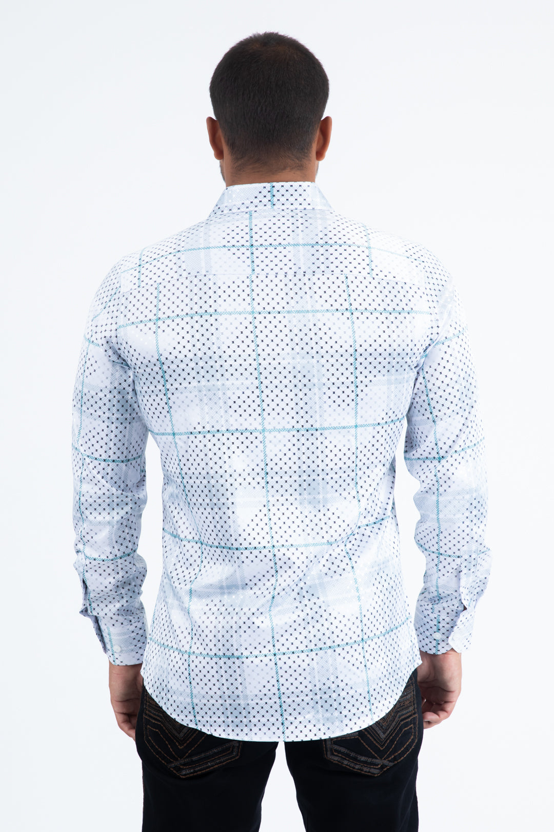 White Modern Fit Stretch Foil Fashion Shirt Men