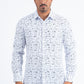 White Modern Fit Stretch Foil Fashion Shirt Men
