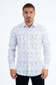 Mens Modern Fit Stretch Foil Fashion White Shirt