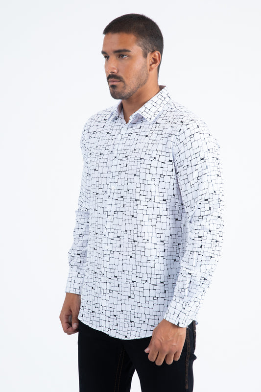 white bold geometric foil shirt men platini detail-2