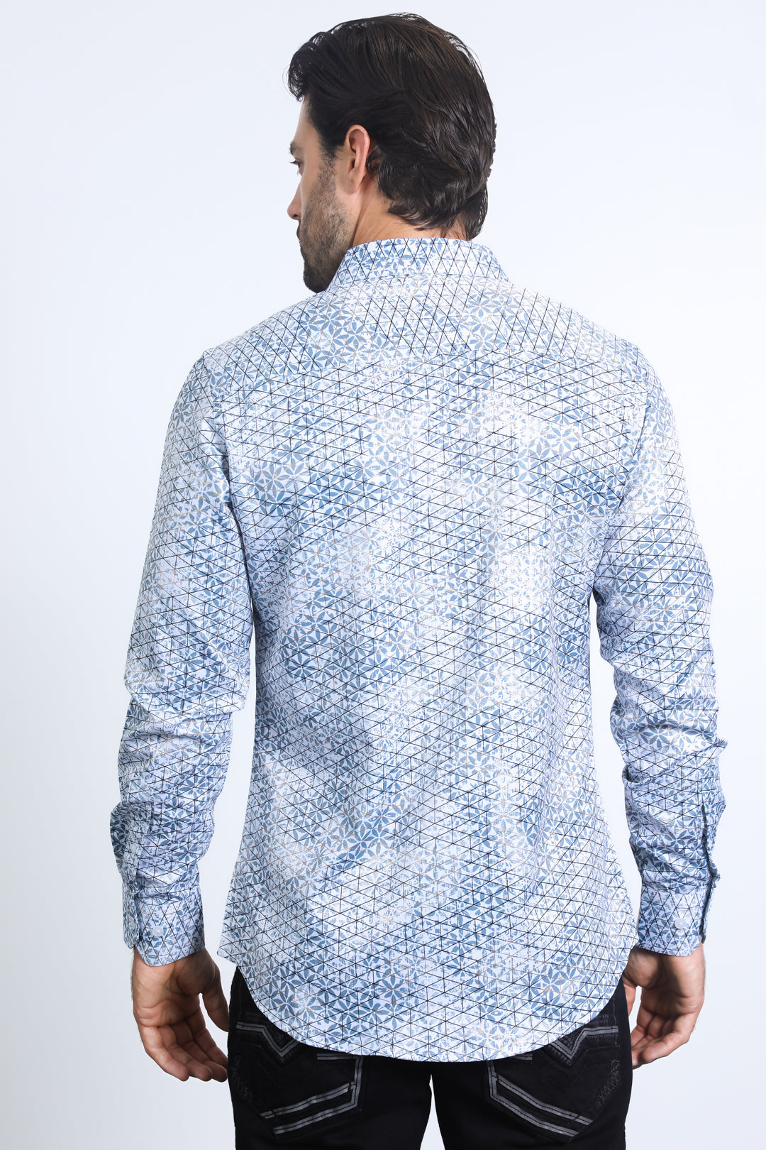 Mens Modern Fit Stretch Foil Fashion White Shirt