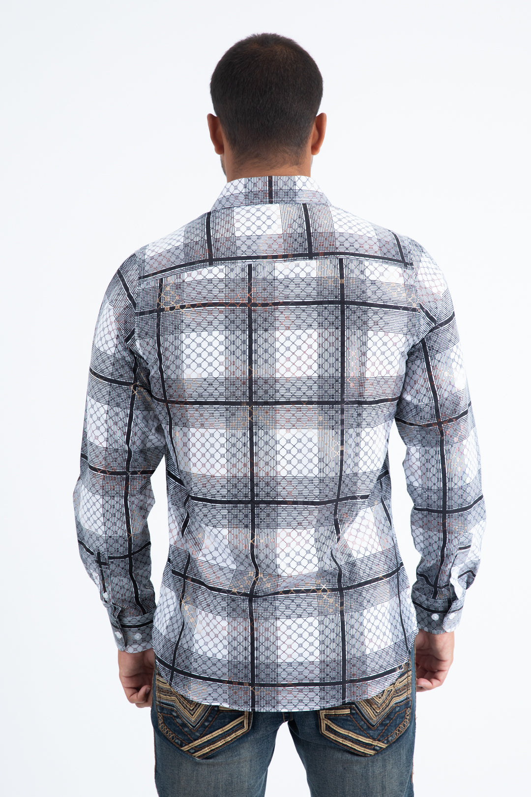 Mens Modern Fit Stretch Foil Fashion White Shirt