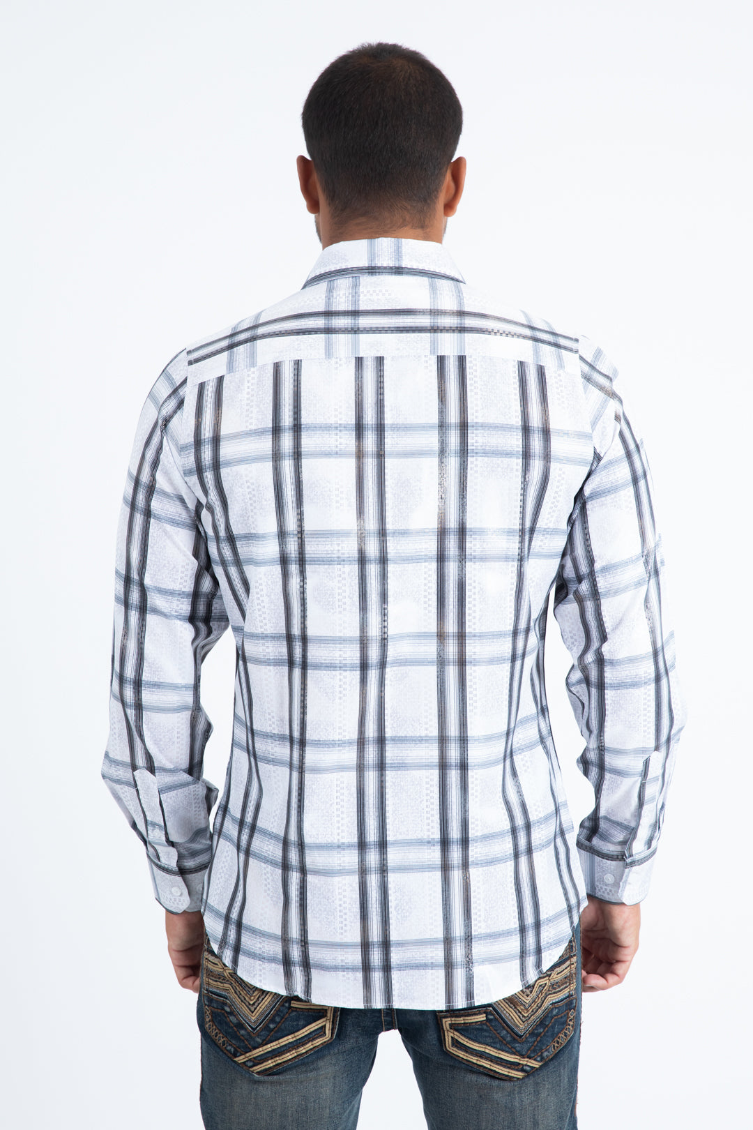 Mens Modern Fit Stretch Foil Fashion White Shirt