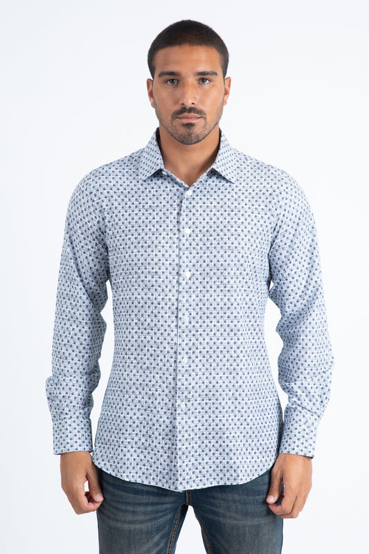 Mens Modern Fit Stretch Foil Fashion White Shirt