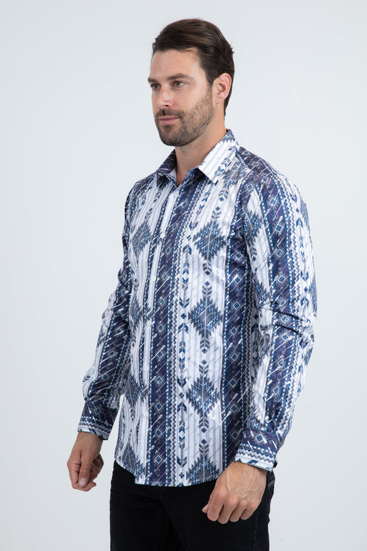 white technical jacquard foil shirt platini