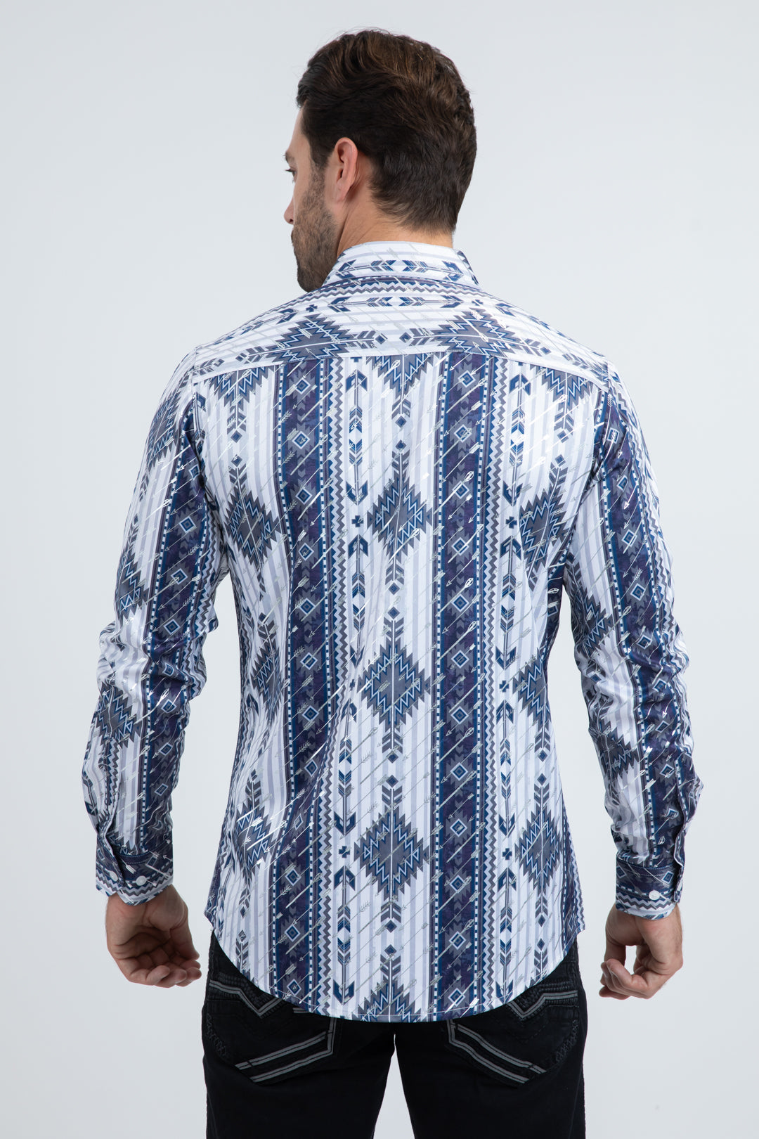 Mens Modern Fit Stretch Foil Fashion White Shirt