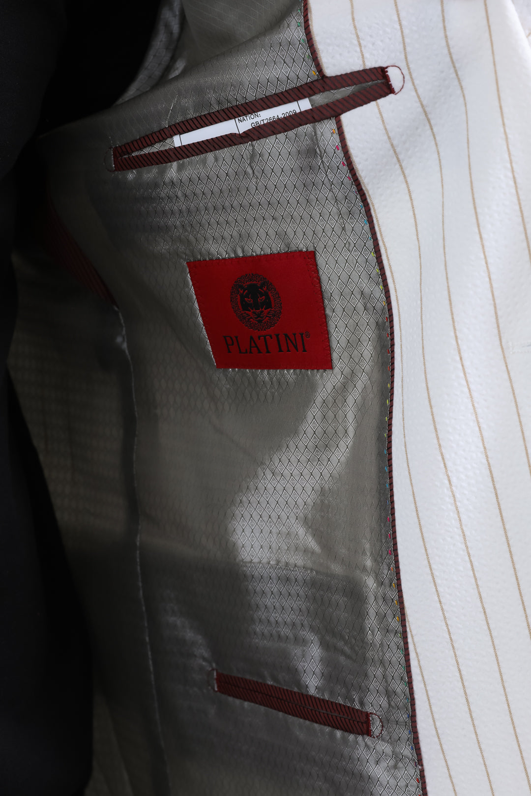 white beige pinstripe modern fit blazer men platini