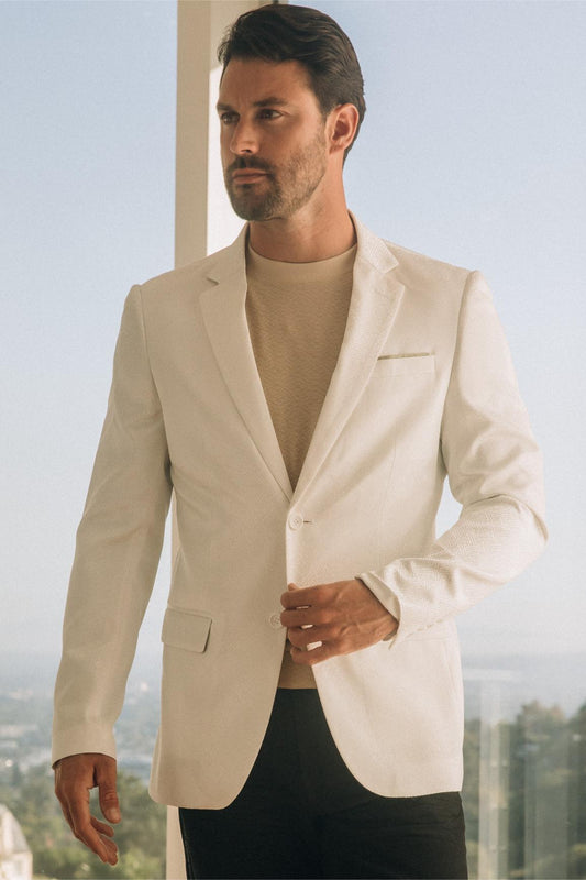 Mens Modern Fit White Blazer