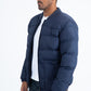 Mens Navy Bubble Jacket with Rib Collar & Cuffs