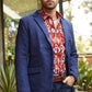 navy double button suede blazer men platini front