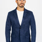 Men's Double Button Navy Faux-Suede Blazer