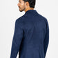 Men's Double Button Navy Faux-Suede Blazer