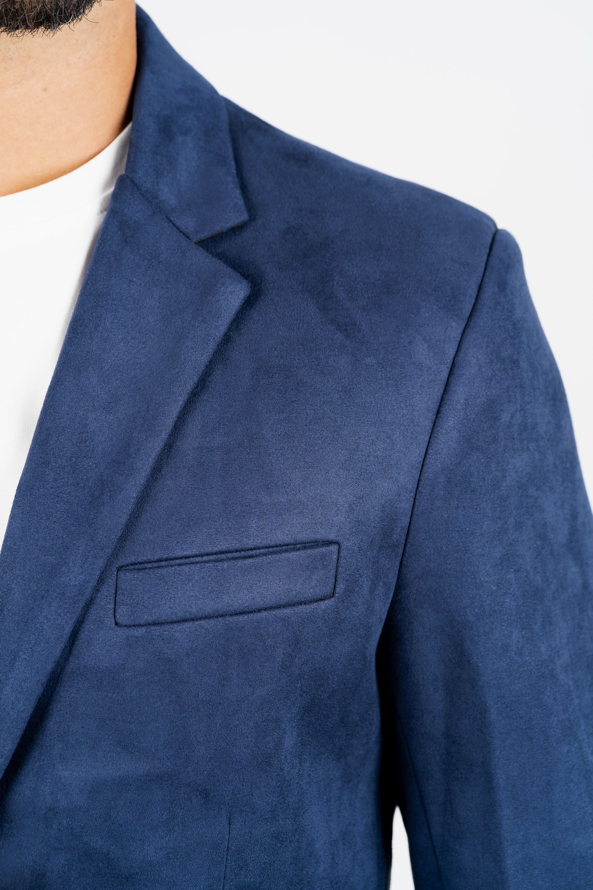 Men's Double Button Navy Faux-Suede Blazer – Platini Fashion