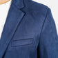 Men's Double Button Navy Faux-Suede Blazer