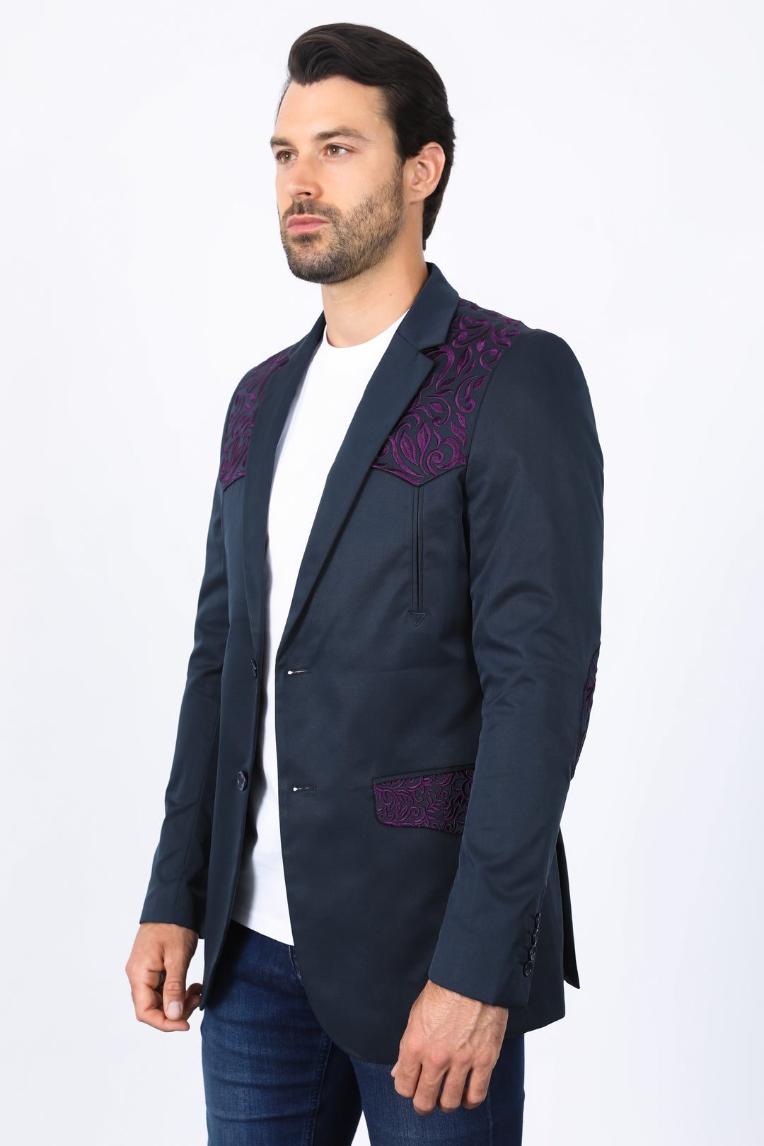 Mens Embroidery Fashion Blazer