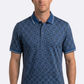 navy floral medallion print polo men platini front