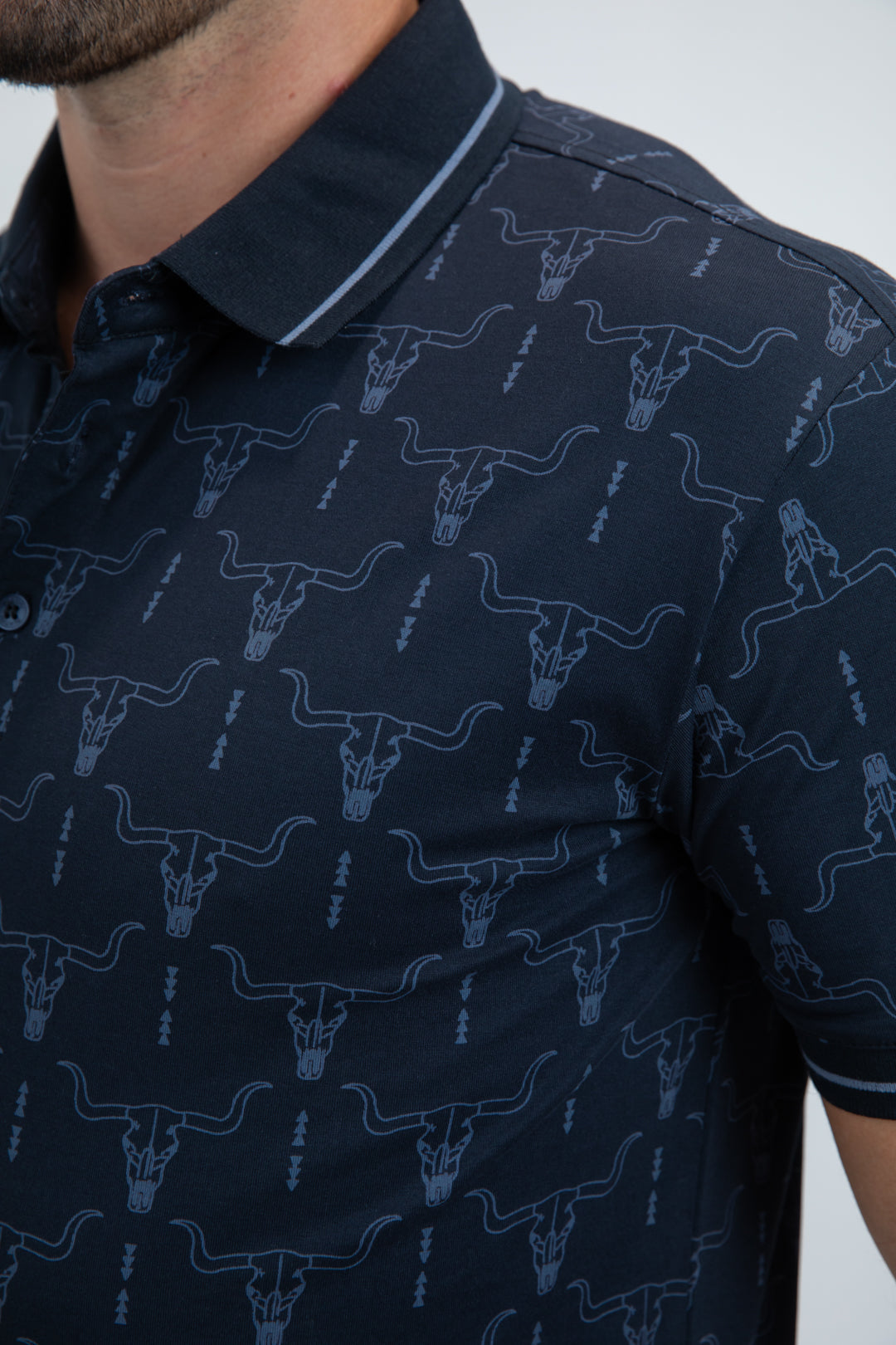 navy longhorn polo detail platini