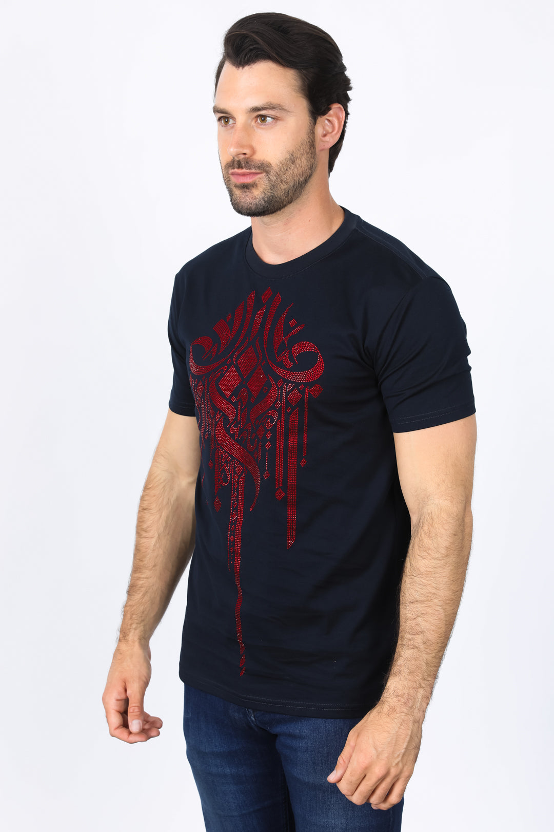 Mens Modern Fit Stretch Crystals T-Shirt