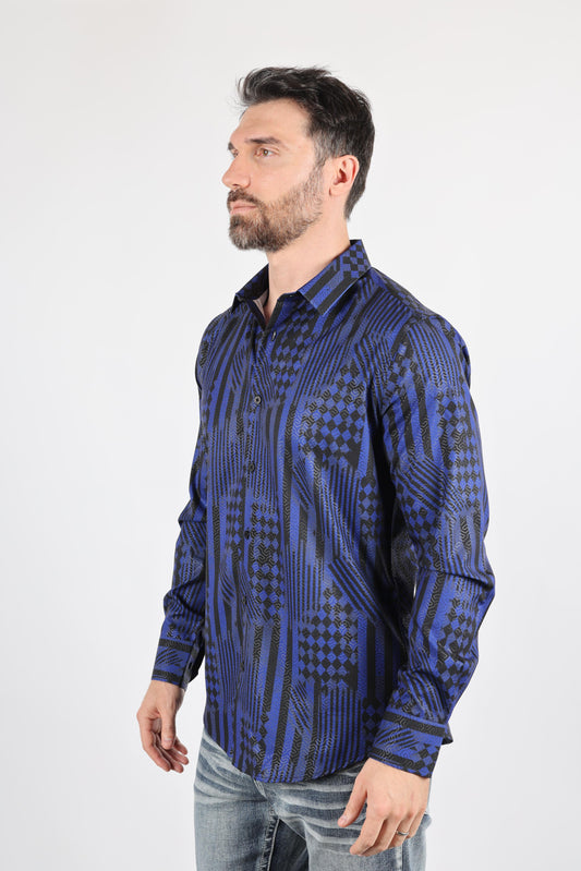 navy artistic signature foil shirt platini