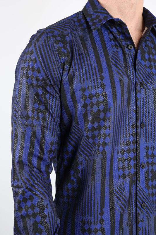 navy artistic signature foil shirt platini