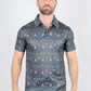 Mens Performance Fabric Modern Fit Stretch Aztec Print Polo