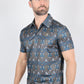Mens Performance Fabric Modern Fit Stretch Aztec Print Polo