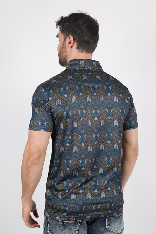 navy aztec geometric polo back platini