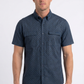 navy stylized floral print performance shirt men platini front