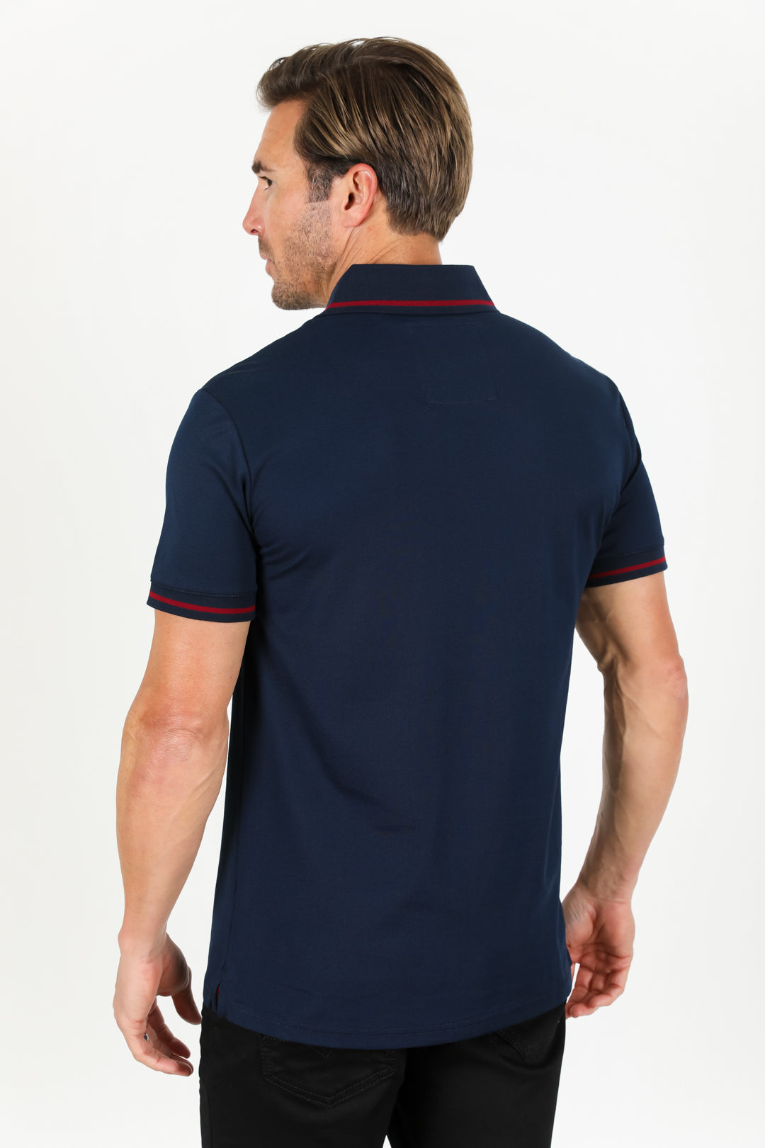 navy stripe polo back platini