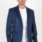 Men's Double Button Faux-Suede Blazer - Navy