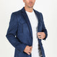 Men's Double Button Faux-Suede Blazer - Navy