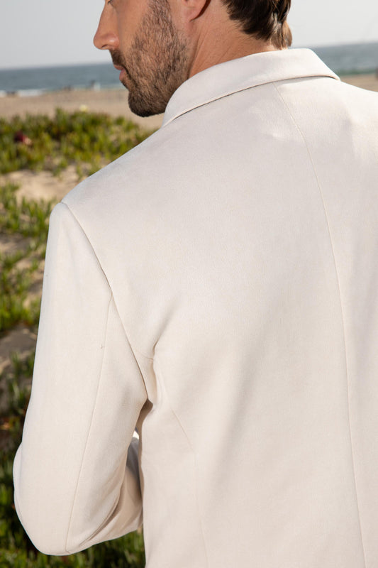 off white double button suede blazer men platini detail