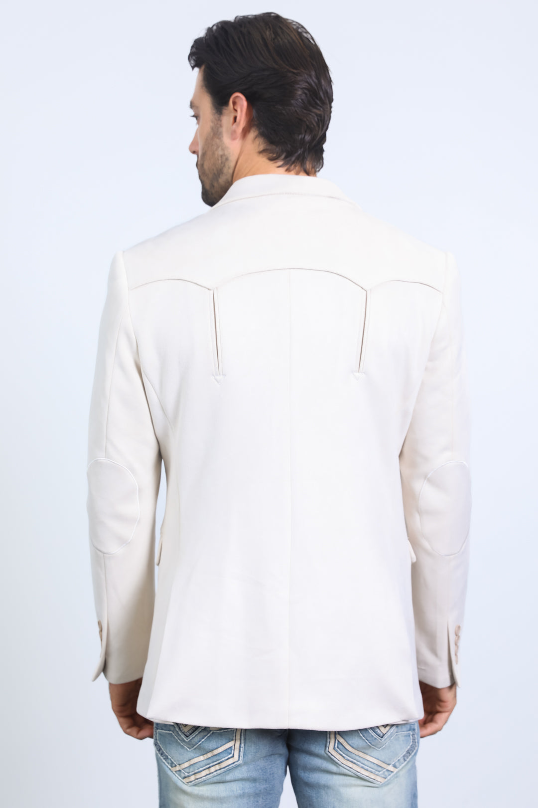 bone suede western blazer double button men platini back
