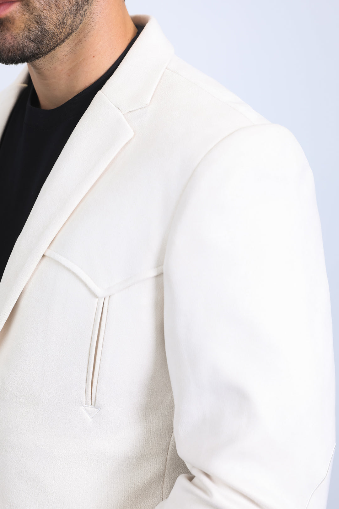 bone suede western blazer double button men platini detail