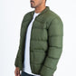 Mens Olive Bubble Jacket with Rib Collar & Cuffs