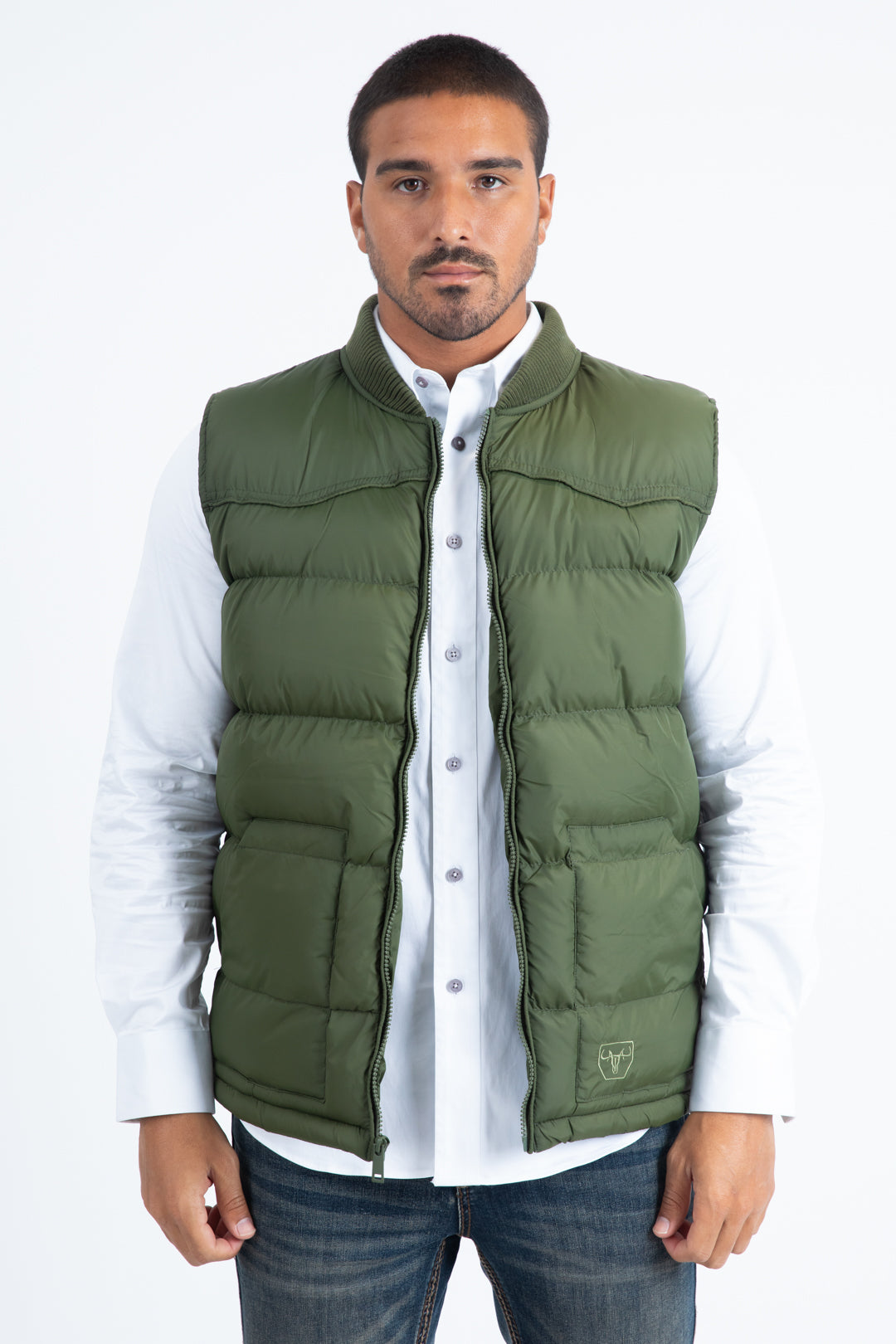 Mens Olive Light Bubble Vest