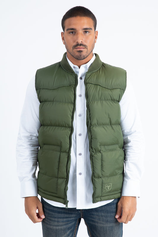 Mens Olive Light Bubble Vest