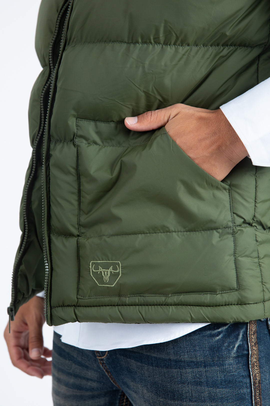 Mens Olive Light Bubble Vest