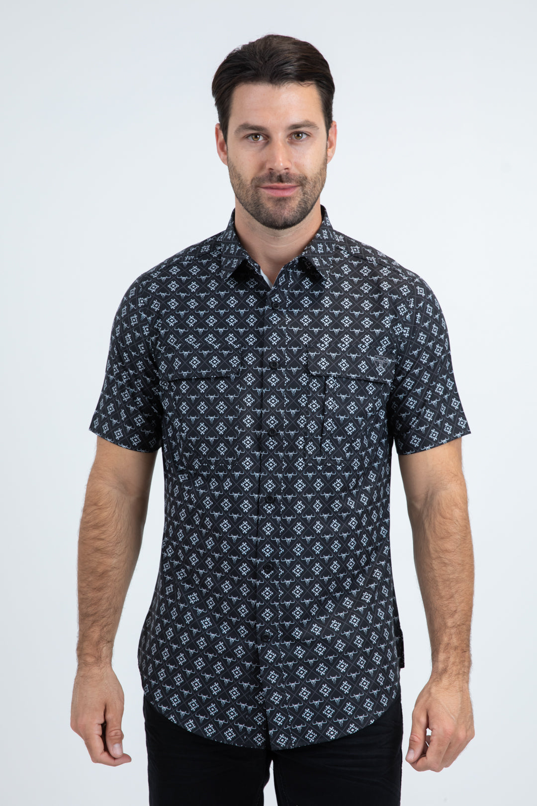 Mens Performance Classic Fit Short Sleeve Black Shirt