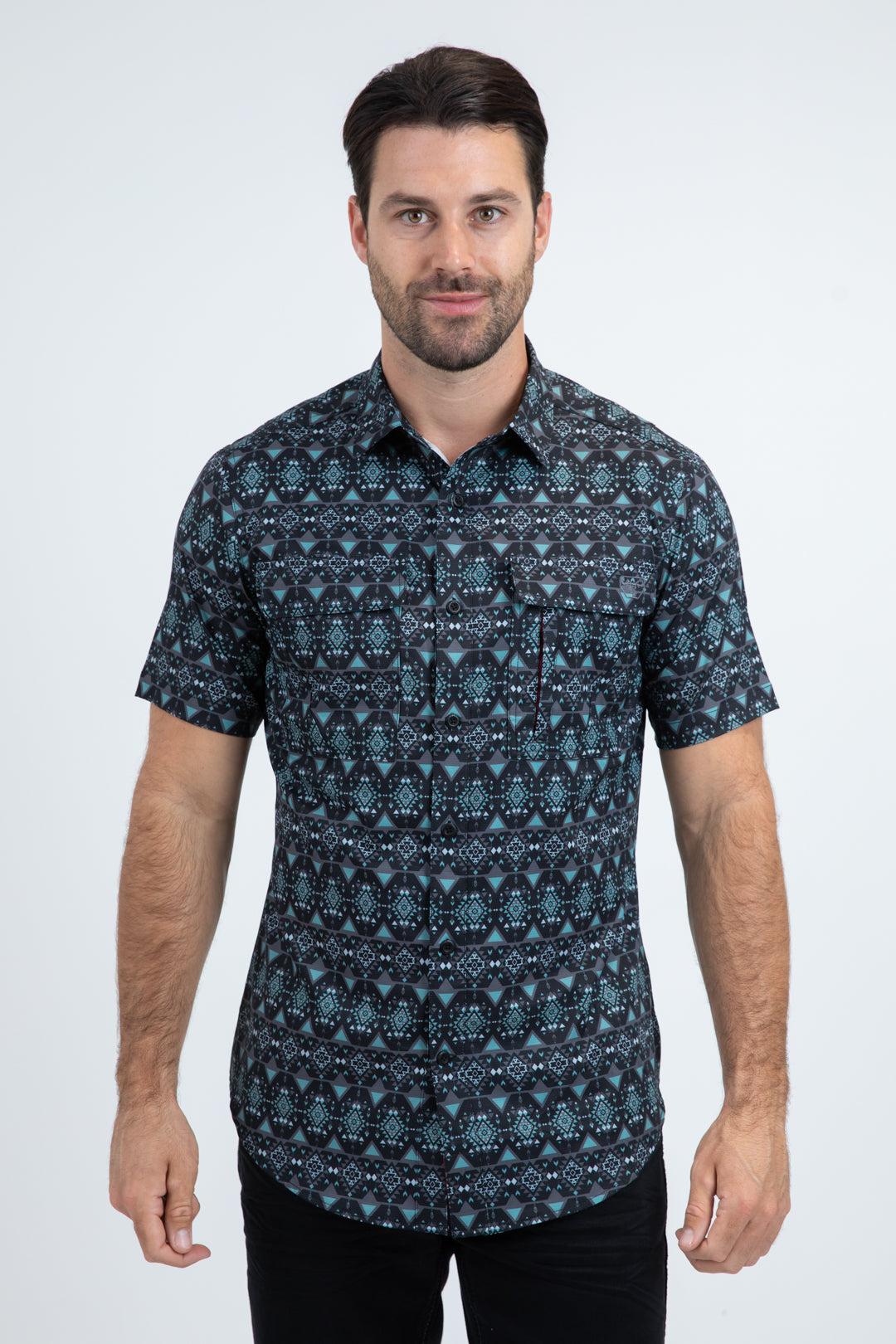 Mens Performance Classic Fit Short Sleeve Black Shirt