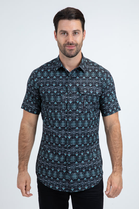 Mens Performance Classic Fit Short Sleeve Black Shirt