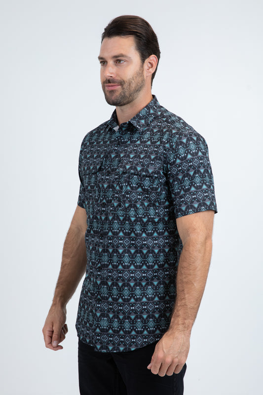 black geometric western performance shirt side platini