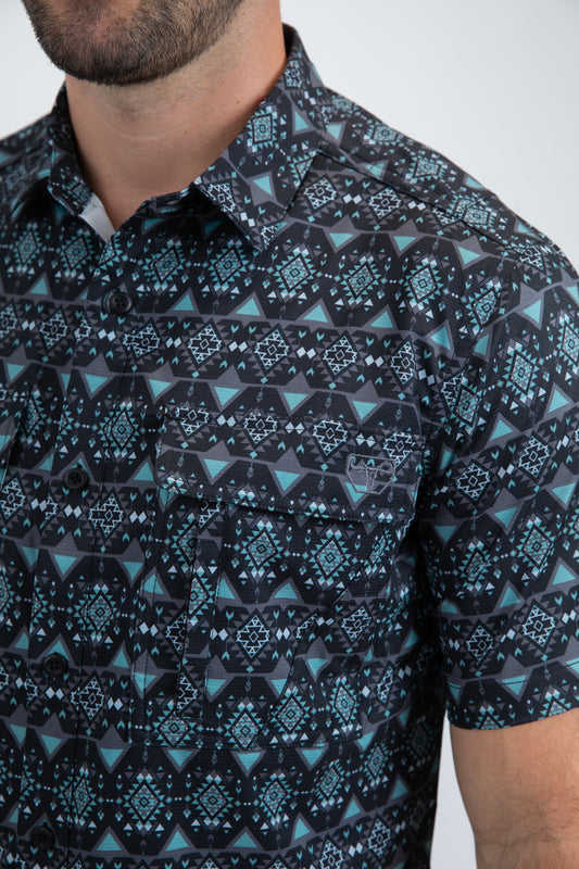 black geometric western performance shirt detail platini