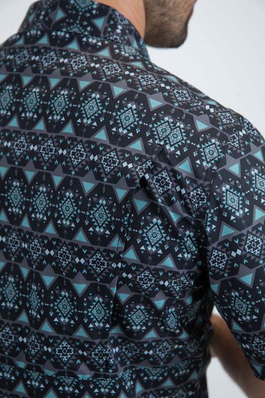 black geometric western performance shirt lifestyle platini