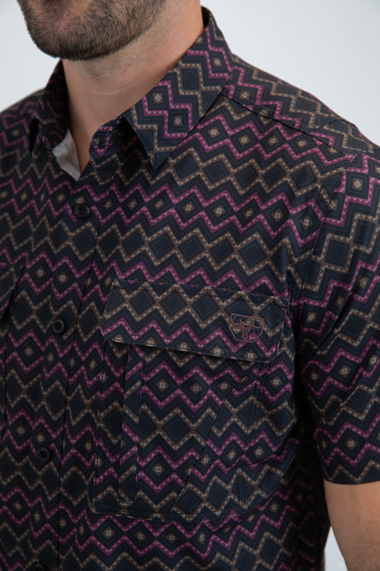 black chevron diamond performance shirt detail platini