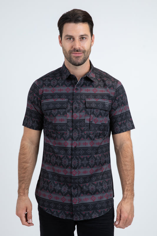 Mens Performance Classic Fit Short Sleeve Black Shirt